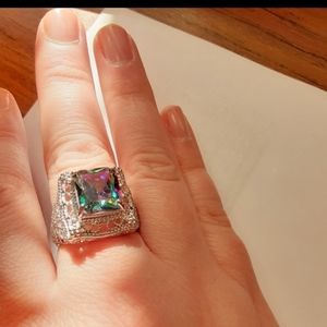 Mystic Topaz Sterling Silver Statement Ring
